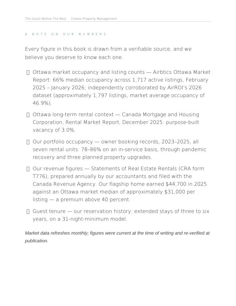 Sample book page titled A Note on Our Numbers